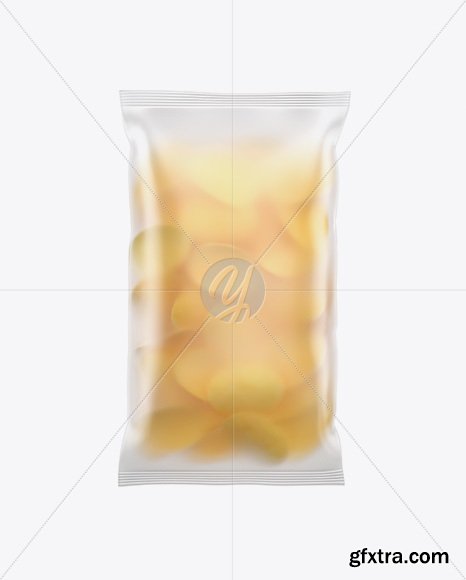 Download Frosted Plastic Bag With Potato Chips Mockup » GFxtra