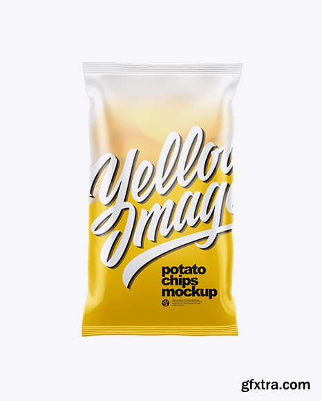 Frosted Plastic Bag With Potato Chips Mockup