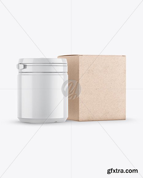 Plastic Jar w/ Kraft Box Mockup 46719