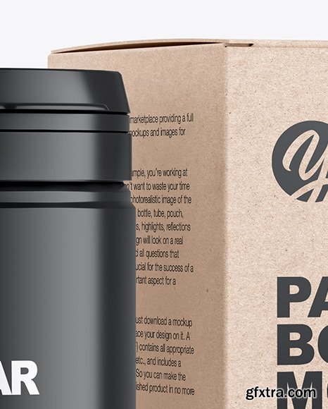 Plastic Jar w/ Kraft Box Mockup 46719