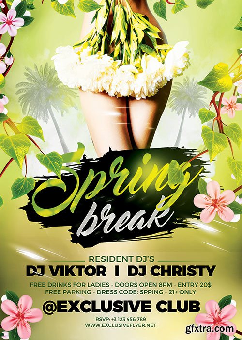 Spring break party night - Premium flyer psd template