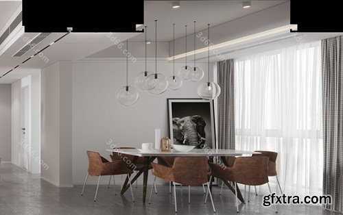 Dining Room & Kitchen Interior Scene 17 (2019)