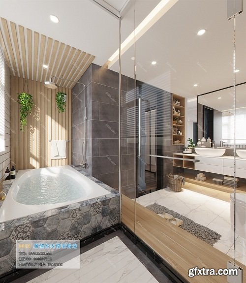 Modern Style Bathroom Interior Scene 15 (2019)