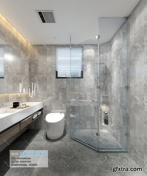 Modern Style Bathroom Interior Scene 16 (2019)