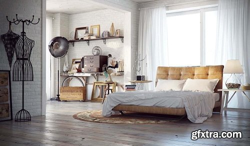 Modern Bedroom Interior Scene 33