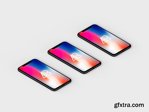 Isometric iPhone X Mockup Vol.4