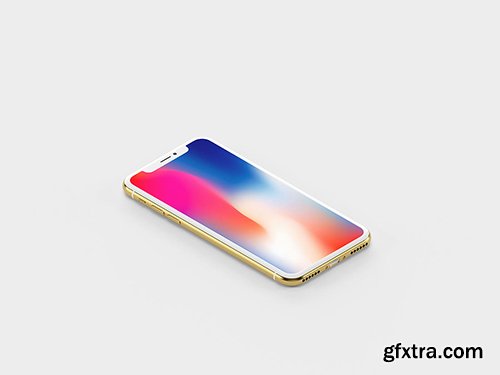 Gold Isometric iPhone X Mockup