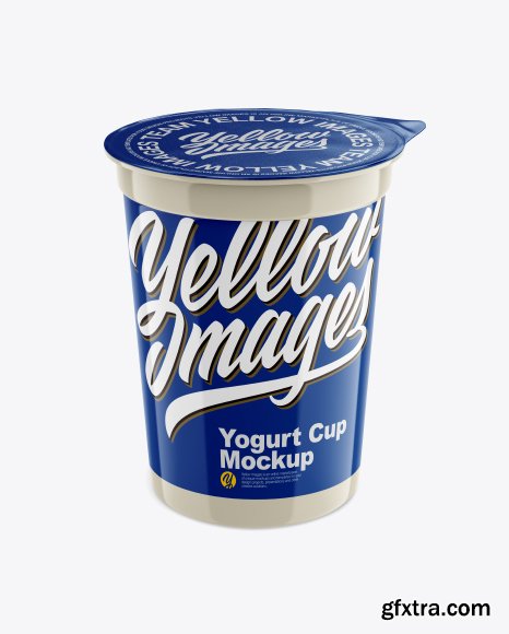 Plastic Yogurt Cup with Foil Lid Mockup