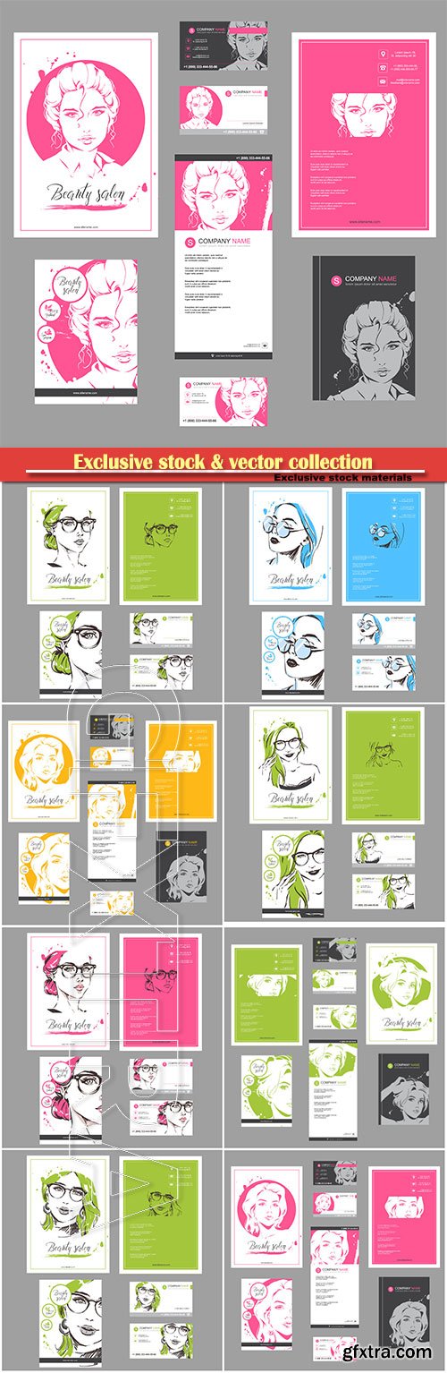 Template set booklet and cards vector