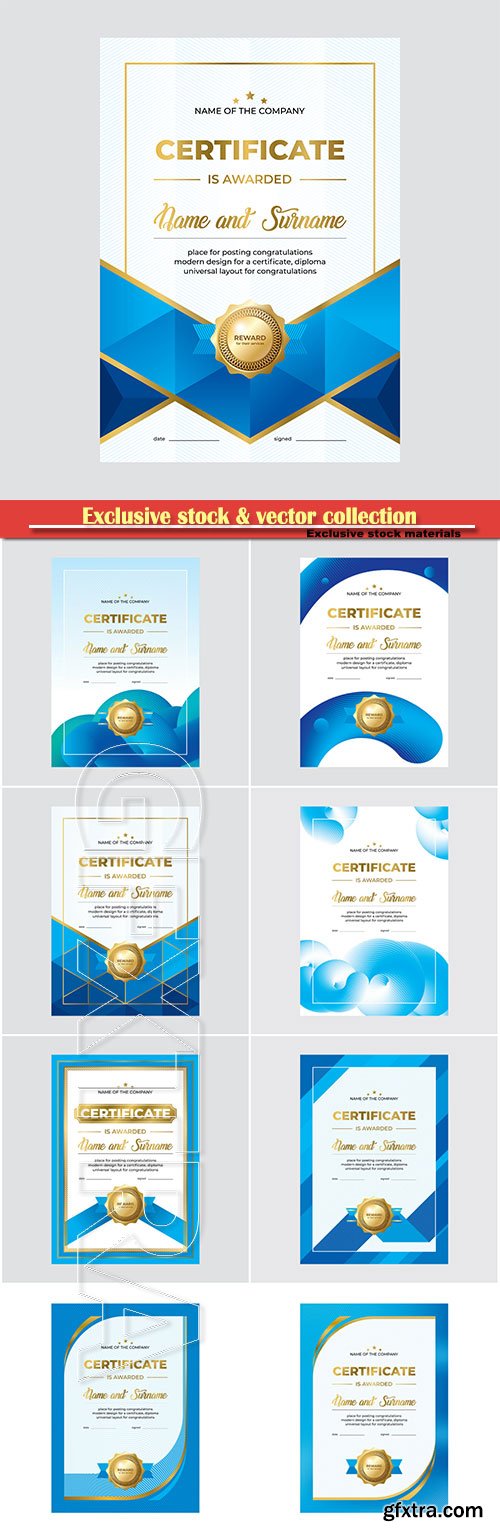 Certificate template and diploma vector illustration