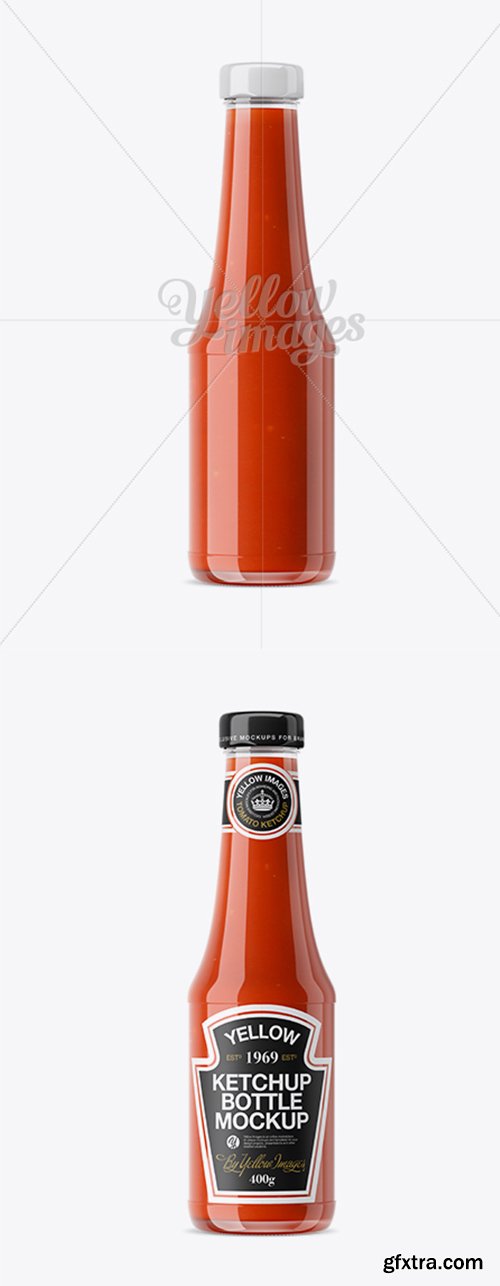 Clear Glass Tomato Ketchup Bottle Mockup 19004