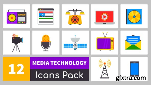 VideoHive Truly Animated Media Technology Icons 24233019