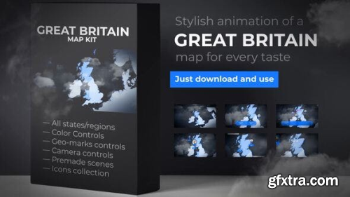 VideoHive United Kingdom of Great Britain Map - UK Map - Britain Map 24035657