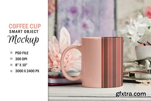 Pretty Coffee Cup Mug Mockup PSD