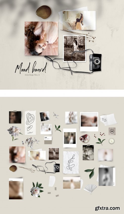 CreativeMarket - Realistic Mood Board Mockup -Vintage 3896841