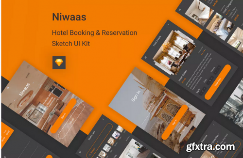 Niwaas - Hotel Booking & Reservation Sketch UI Kit