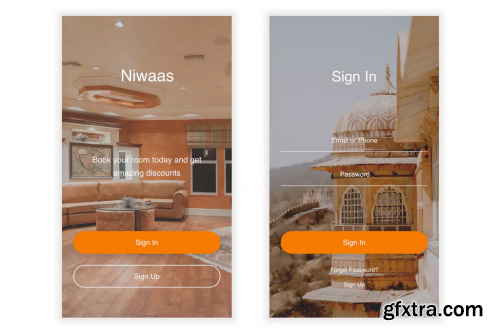 Niwaas - Hotel Booking & Reservation Sketch UI Kit