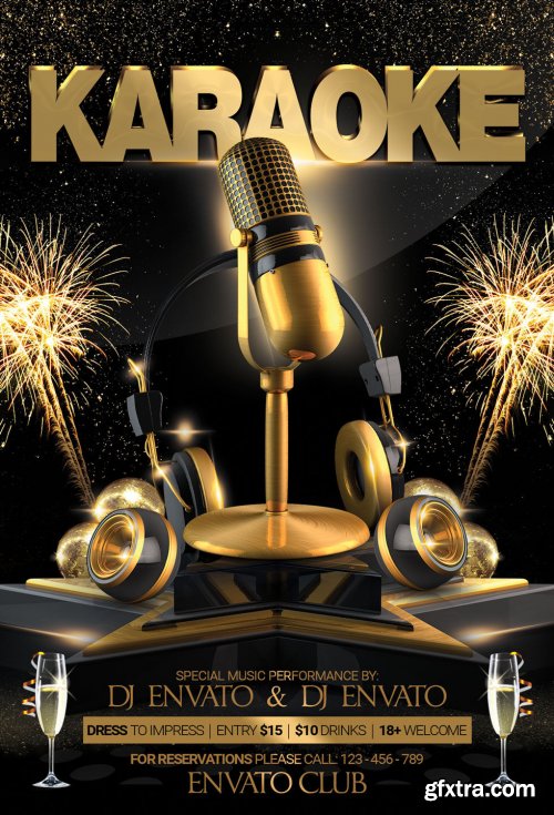 CreativeMarket - Karaoke Night Party Flyer 3917397