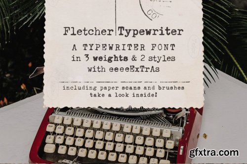 CreativeMarket - Fletcher Typewriter Font & Extras 3939590