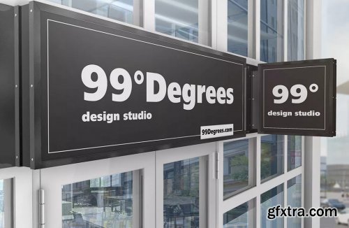 Building Advertising Square Sign Mockup