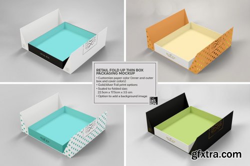 CreativeMarket - Fold Up Retail Thin Box Mockup 3950130