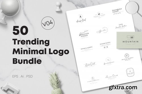 CreativeMarket - 50 Trending Minimal Logo Bundle V04 3946896