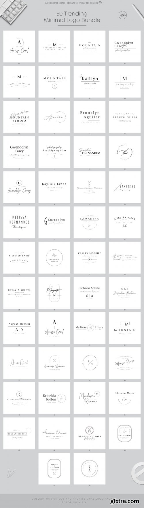 CreativeMarket - 50 Trending Minimal Logo Bundle V04 3946896