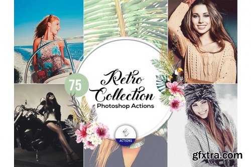 CreativeMarket - 75 Retro Collection Photoshop Actions 3937958