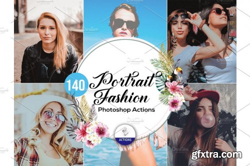 CreativeMarket - 140 Portrait Fashion Photoshop Actions 3937939