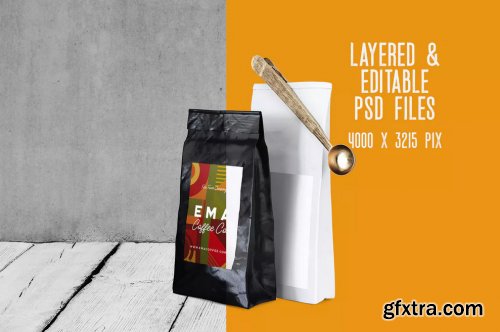 4 Coffee Bags & Package Mockups