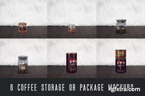 6 Coffee Storage Cans Mockups