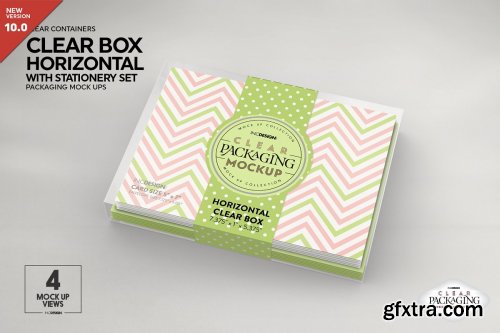 CreativeMarket - Clear Box with Stationery Set Mockup 3963876