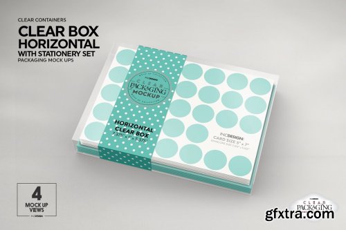 CreativeMarket - Clear Box with Stationery Set Mockup 3963876