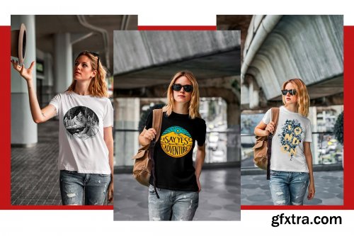 CreativeMarket - T-Shirt Mock-Up's Casual Girl 3797643