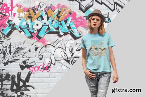 CreativeMarket - T-Shirt Mock-Up's Casual Girl 3797643