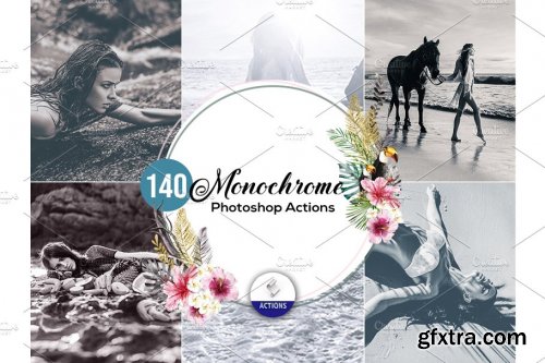 CreativeMarket - 140 Monochrome Photoshop Actions 3937900