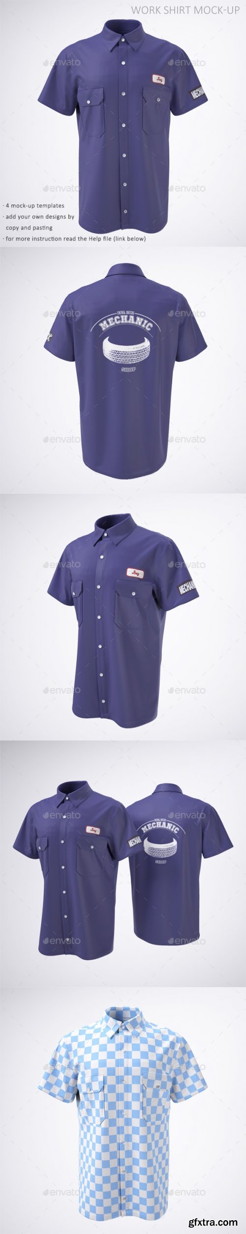 GraphicRiver - Work Shirt with Short Sleeves Mock-Up 21786901 