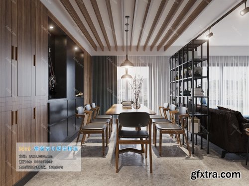 Dining Room & Kitchen Interior Scene 18 (2019)