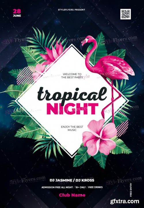 Tropical Night V30 2019 PSD Flyer Template