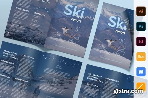 Ski Resort Poster Flyer Business Card Brochure Bifold Trifold