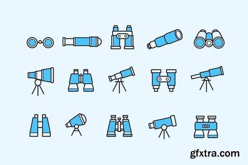 15 Binocular Telescope Icons