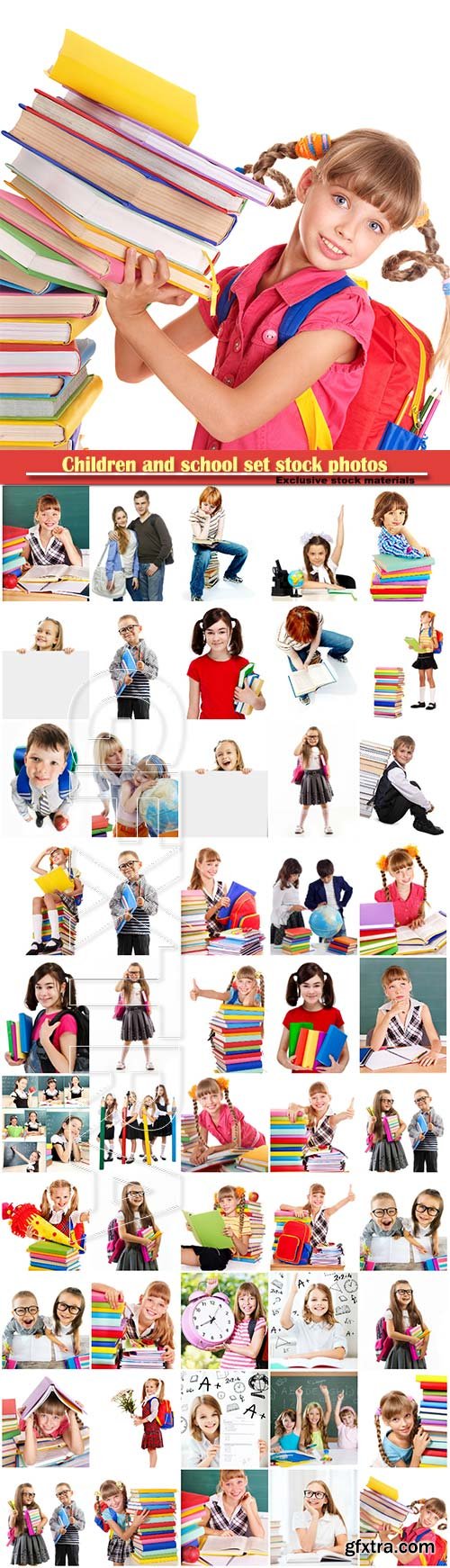 Children and school set stock photos