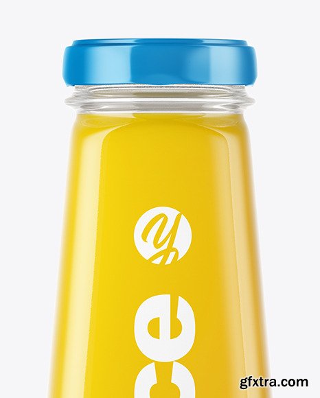 Clear Glass Bottle with Orange Juice Mockup 46884