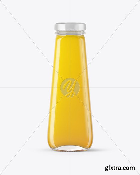 Clear Glass Bottle with Orange Juice Mockup 46884