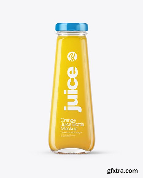 Clear Glass Bottle with Orange Juice Mockup 46884