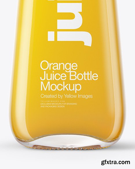 Clear Glass Bottle with Orange Juice Mockup 46884