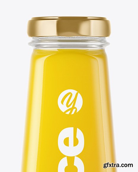 Clear Glass Bottle with Orange Juice Mockup 46884