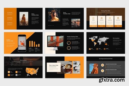 Bezia Orange Color Tone Pitch Deck Powerpoint