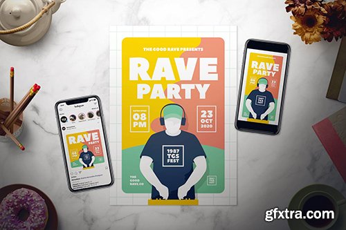 Rave Party Flyer Set