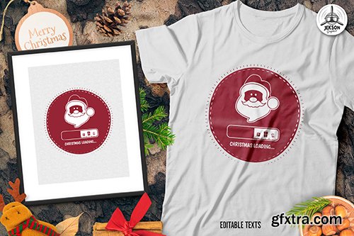 Christmas Loading Santa T-Shirt, Xmas Retro Tee